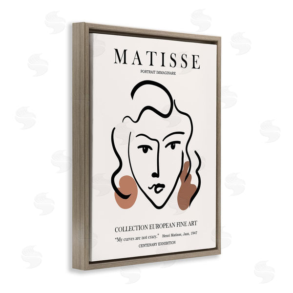 Stupell Industries Ros Ruseva | Curves Not Crazy Matisse Exhibition Woman Face Lines Wall Art