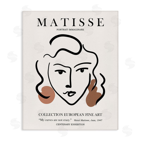 stupell industries Ros Ruseva | Curves Not Crazy Matisse Exhibition Woman Face Lines Wall Art