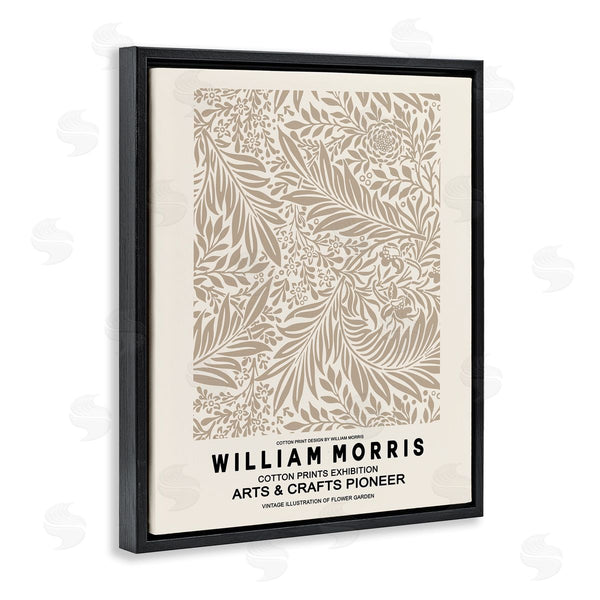 Stupell Industries Ros Ruseva | Detailed Beige Botanical Leaves William Morris Text Wall Art
