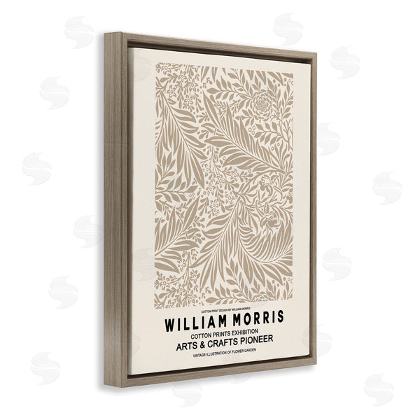 Stupell Industries Ros Ruseva | Detailed Beige Botanical Leaves William Morris Text Wall Art