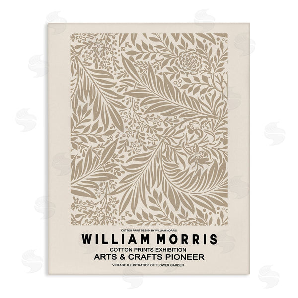 stupell industries Ros Ruseva | Detailed Beige Botanical Leaves William Morris Text Wall Art