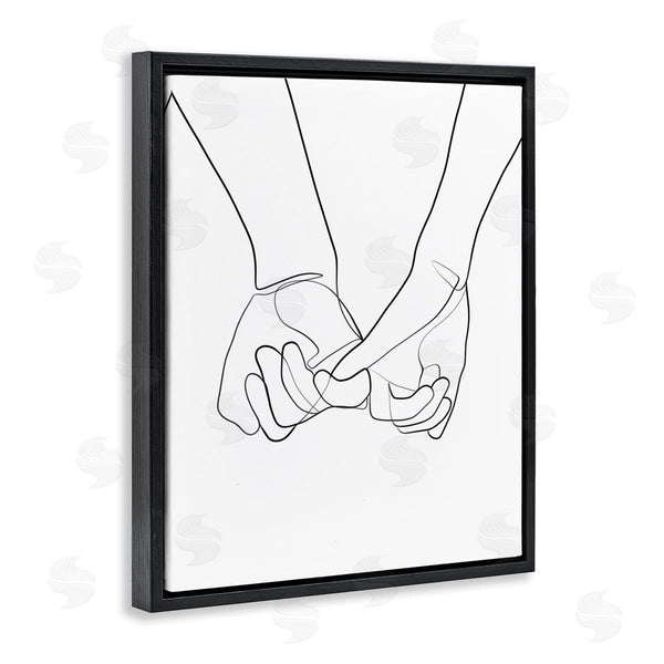 Stupell Industries Ros Ruseva | Fluid Line Abstract Couple Holding Hands Black White Wall Art