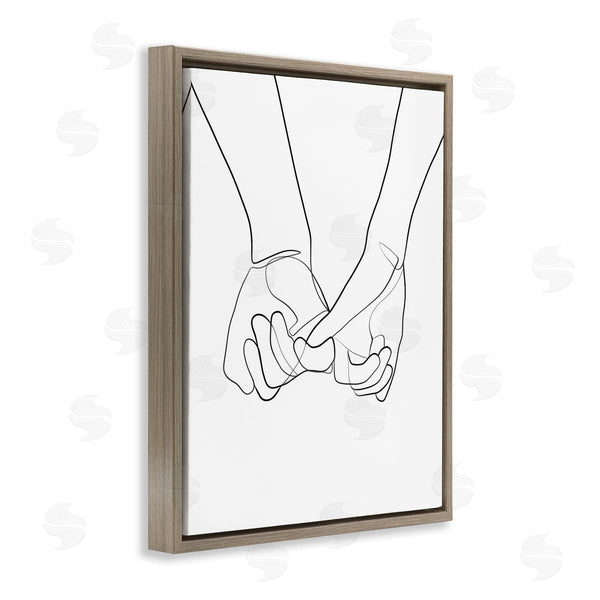 Stupell Industries Ros Ruseva | Fluid Line Abstract Couple Holding Hands Black White Wall Art