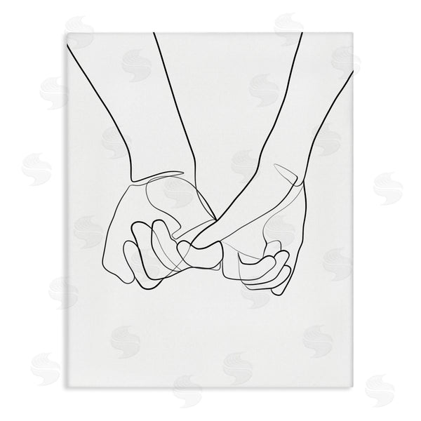 stupell industries Ros Ruseva | Fluid Line Abstract Couple Holding Hands Black White Wall Art