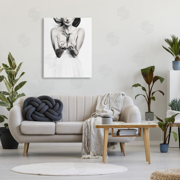 Stupell Industries Ros Ruseva | Girl With Hummingbird Wall Art