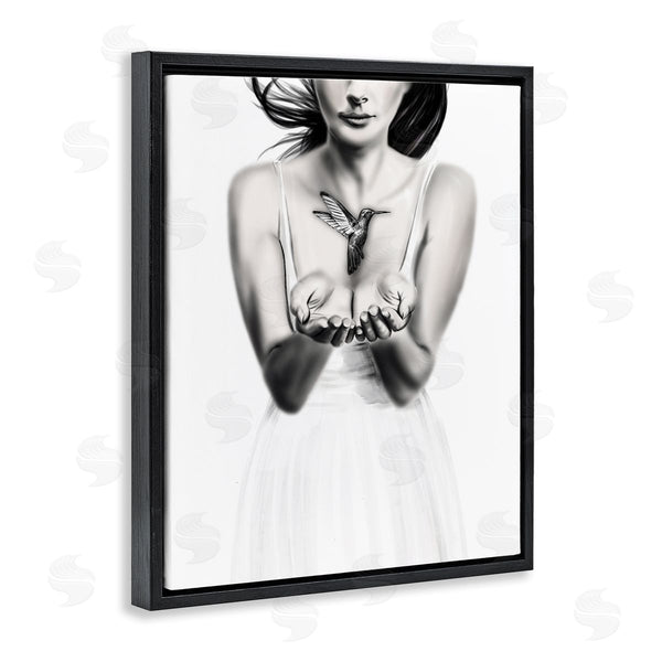 Stupell Industries Ros Ruseva | Girl With Hummingbird Wall Art