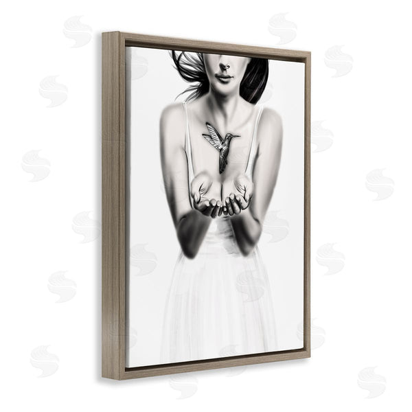 Stupell Industries Ros Ruseva | Girl With Hummingbird Wall Art