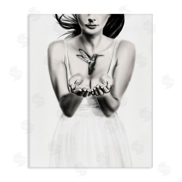 stupell industries Ros Ruseva | Girl with Hummingbird Wall Art