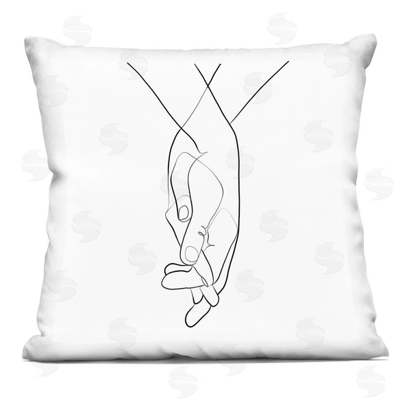 stupell industries Ros Ruseva | Hands Intertwined Linework Drawing Romantic Gesture Printed Throw Pillow
