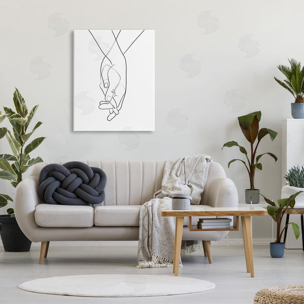 Stupell Industries Ros Ruseva | Hands Intertwined Romantic Gesture Minimal Linework Wall Art