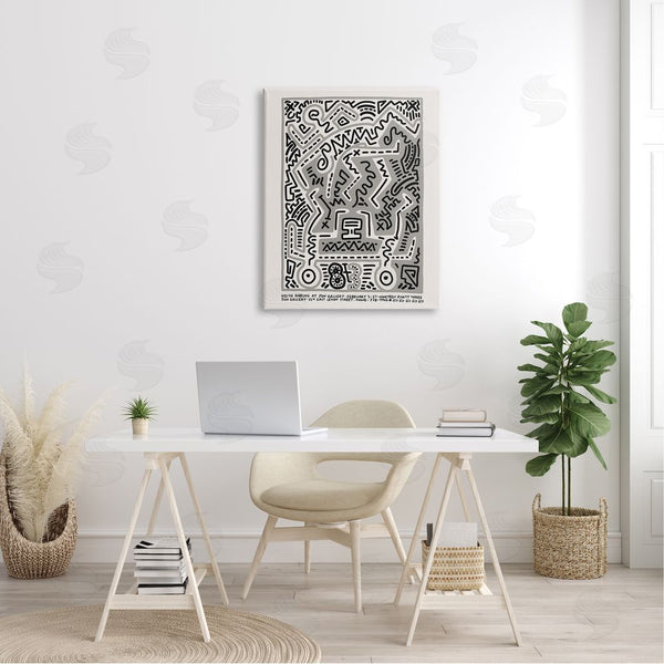 Stupell Industries Ros Ruseva | Keith Haring Monochrome Pop Style Squiggle Text Wall Art