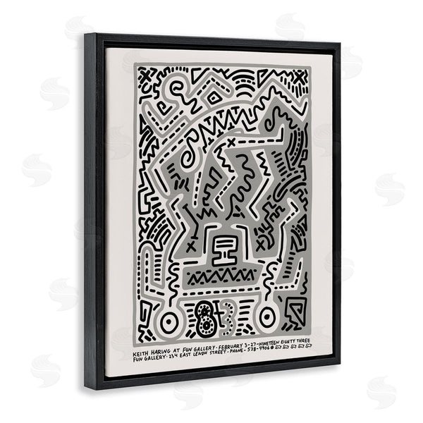Stupell Industries Ros Ruseva | Keith Haring Monochrome Pop Style Squiggle Text Wall Art