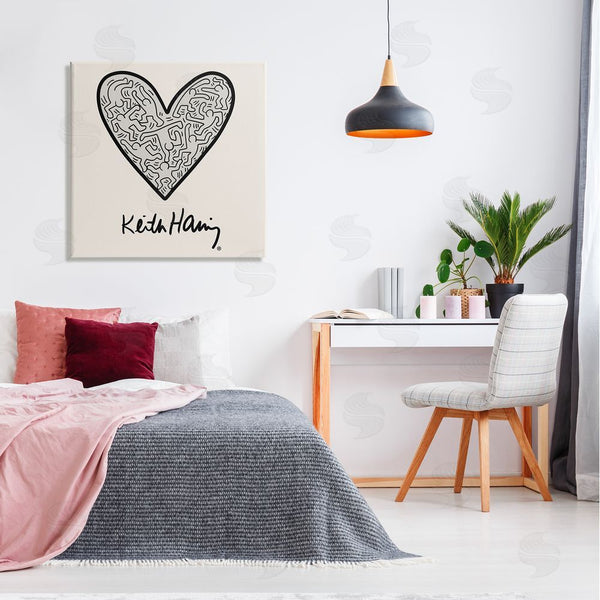 Stupell Industries Ros Ruseva | Keith Haring People Inside Heart Pattern Text Wall Art