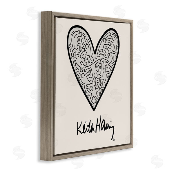 Stupell Industries Ros Ruseva | Keith Haring People Inside Heart Pattern Text Wall Art