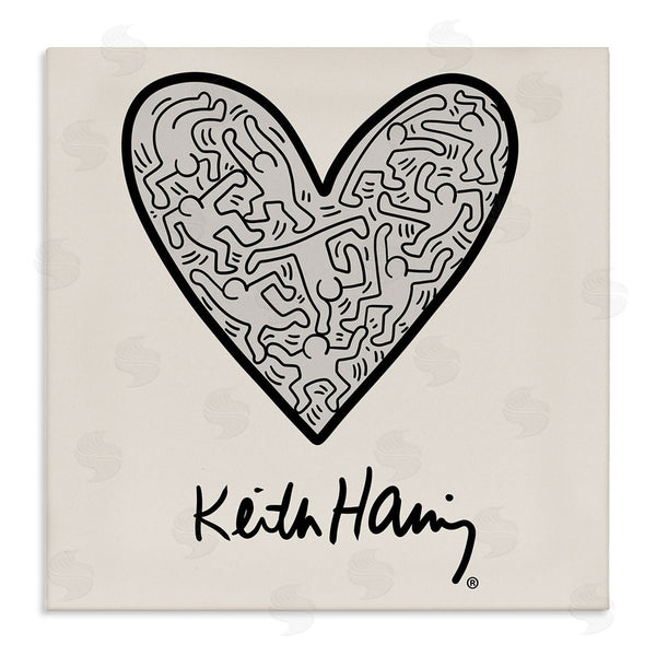 stupell industries Ros Ruseva | Keith Haring People Inside Heart Pattern Text Wall Art