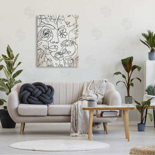 Stupell Industries Ros Ruseva | Minimal Line Drawing Floral Blossoms Botanical People Faces Wall Art