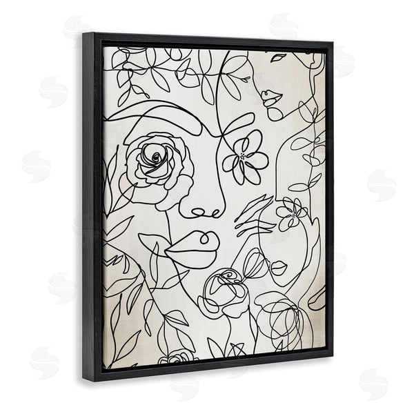 Stupell Industries Ros Ruseva | Minimal Line Drawing Floral Blossoms Botanical People Faces Wall Art