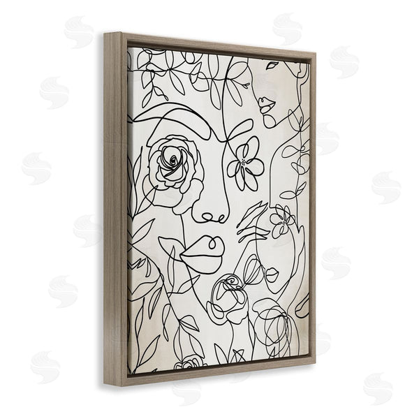 Stupell Industries Ros Ruseva | Minimal Line Drawing Floral Blossoms Botanical People Faces Wall Art
