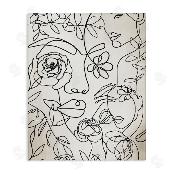 stupell industries Ros Ruseva | Minimal Line Drawing Floral Blossoms Botanical People Faces Wall Art