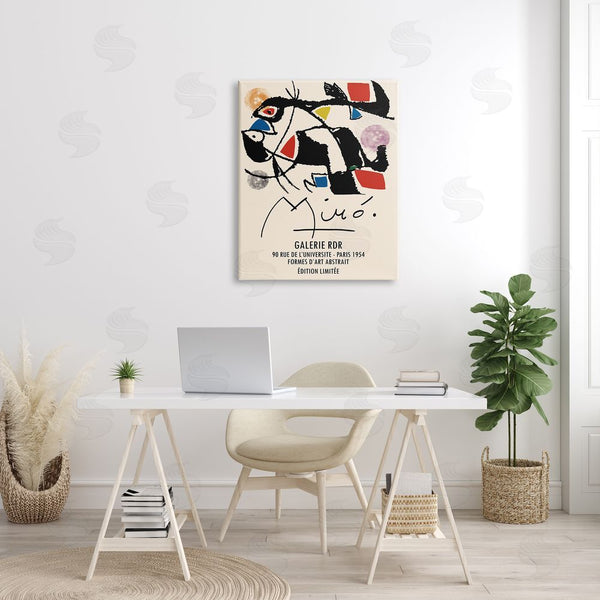 Stupell Industries Ros Ruseva | Miro Traditional Abstract Painter Geometric Design Blue Red Wall Art