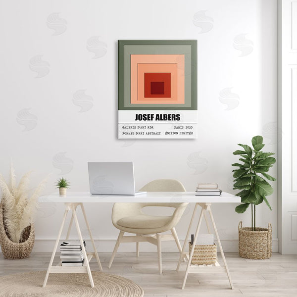 Stupell Industries Ros Ruseva | Modern Albers Abstraction Layered Squares Red Blush Green Wall Art