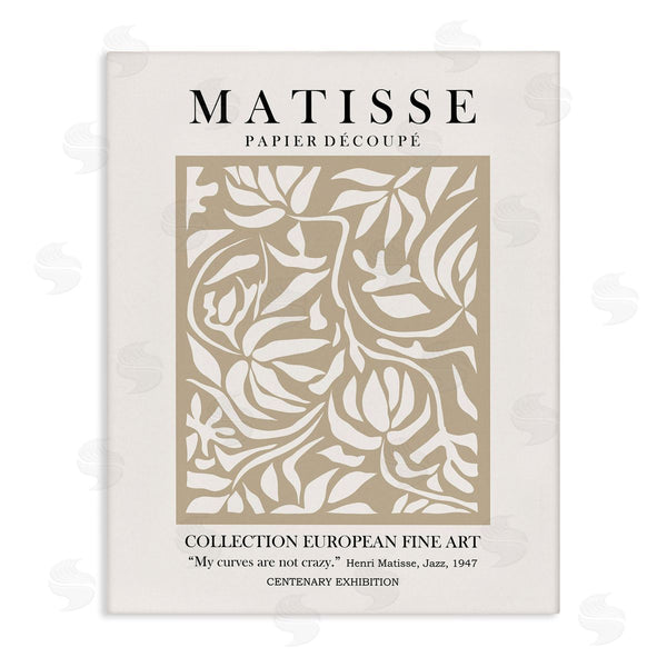 stupell industries Ros Ruseva | Neutral Floral Foliage Pattern Historical Exhibition Text Wall Art