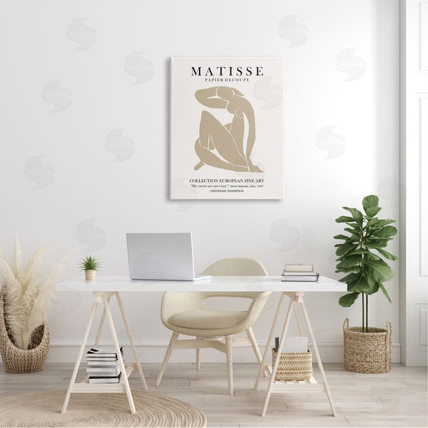 Stupell Industries Ros Ruseva | Neutral Silhouette Modern Woman Matisse Exhibition Text Wall Art
