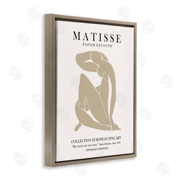 Stupell Industries Ros Ruseva | Neutral Silhouette Modern Woman Matisse Exhibition Text Wall Art