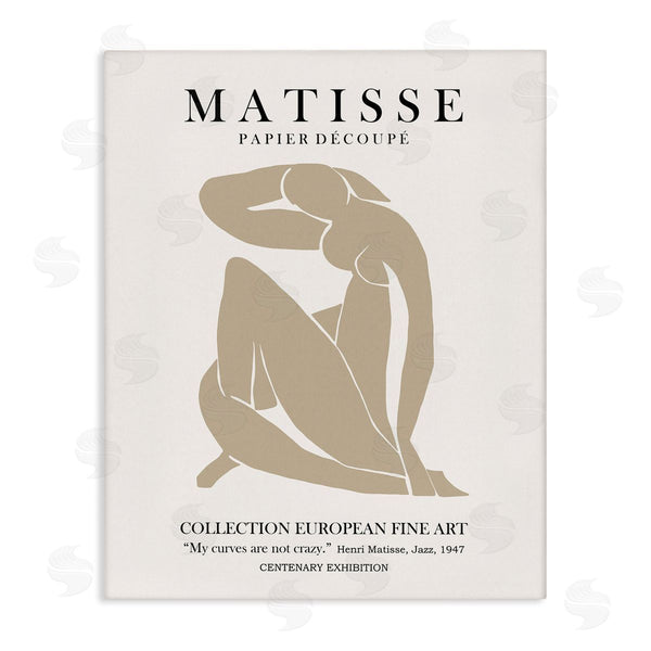 stupell industries Ros Ruseva | Neutral Silhouette Modern Woman Matisse Exhibition Text Wall Art