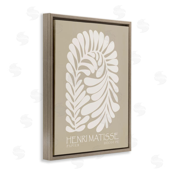 Stupell Industries Ros Ruseva | Neutral Tones Botanical Leaf Pattern Matisse Text Wall Art