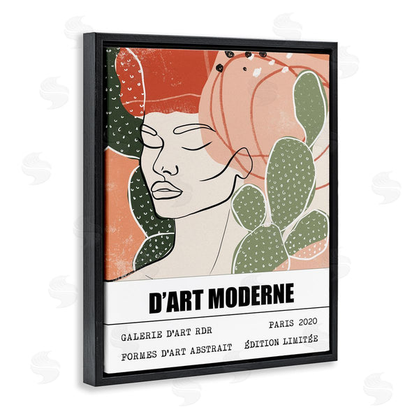 Stupell Industries Ros Ruseva | Parisian Modern Abstraction Woman's Face Green Cactus Wall Art