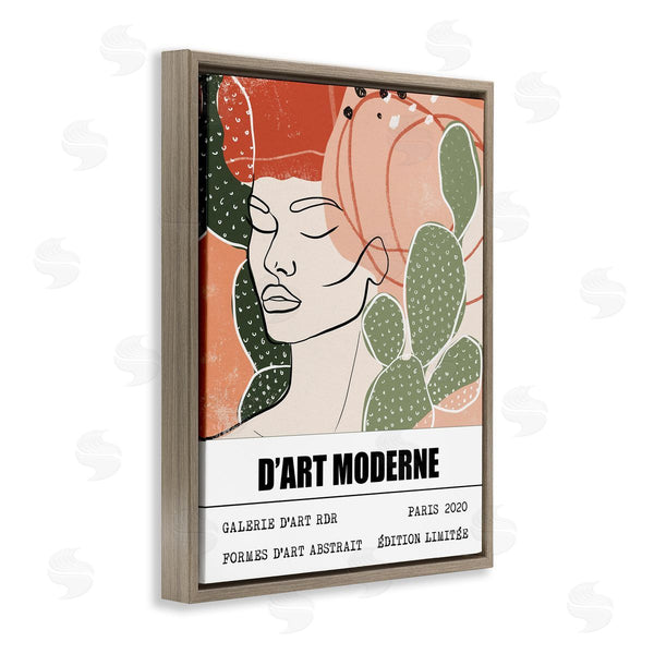 Stupell Industries Ros Ruseva | Parisian Modern Abstraction Woman's Face Green Cactus Wall Art