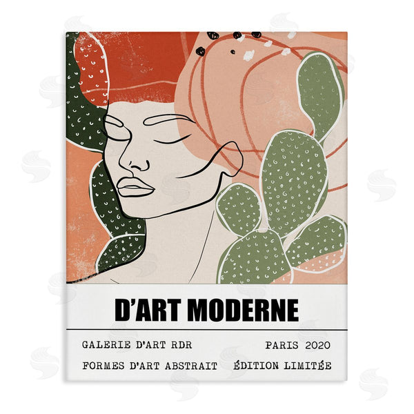 stupell industries Ros Ruseva | Parisian Modern Abstraction Woman's Face Green Cactus Wall Art