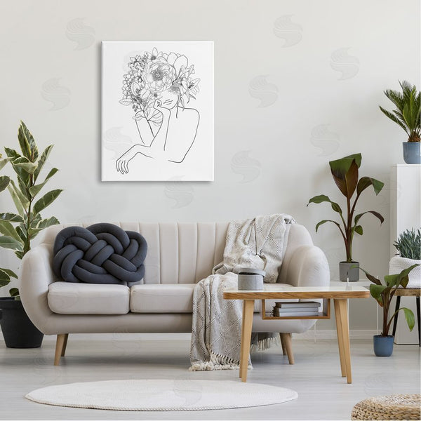 Stupell Industries Ros Ruseva | Person Resting Head Hand Flower Blossom Arrangement Wall Art