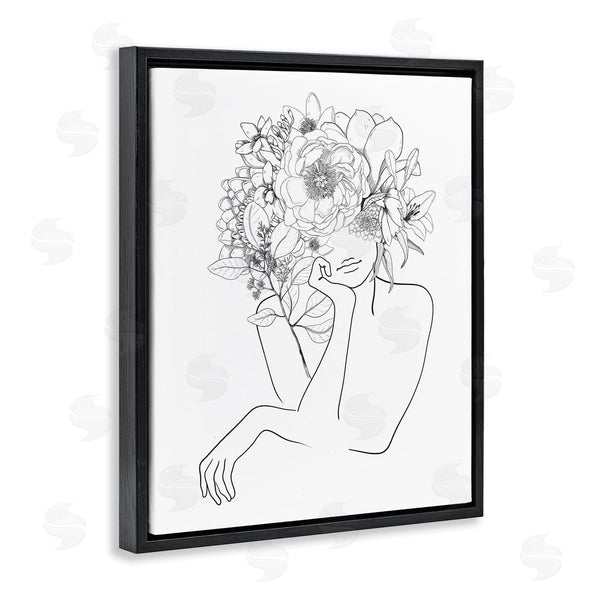 Stupell Industries Ros Ruseva | Person Resting Head Hand Flower Blossom Arrangement Wall Art