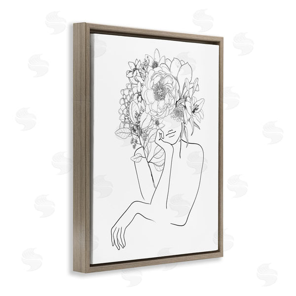 Stupell Industries Ros Ruseva | Person Resting Head Hand Flower Blossom Arrangement Wall Art