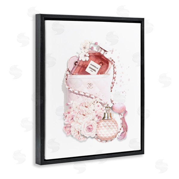 Stupell Industries Ros Ruseva | Pink Designer Bag With Chic Florals Paint Splatter Wall Art