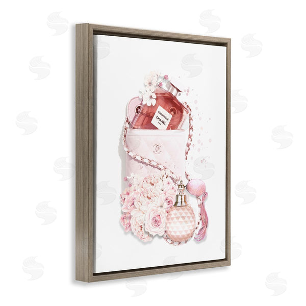 Stupell Industries Ros Ruseva | Pink Designer Bag With Chic Florals Paint Splatter Wall Art