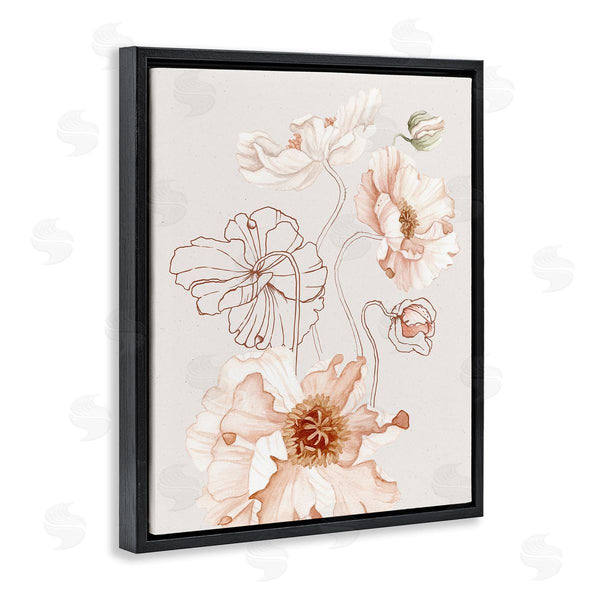 Stupell Industries Ros Ruseva | Pink Floral Blossom Outline Petals Modern Design Wall Art