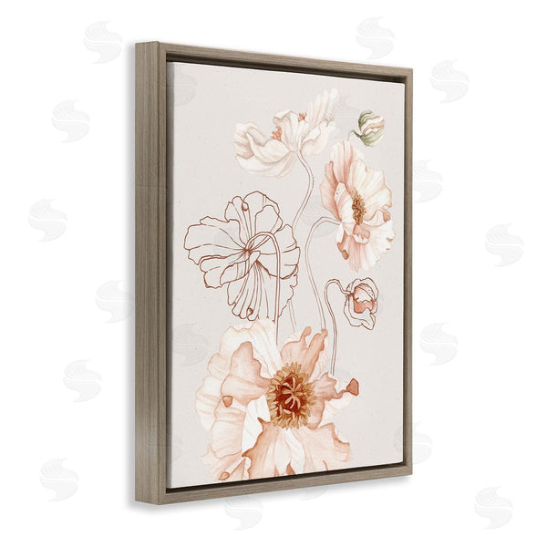 Stupell Industries Ros Ruseva | Pink Floral Blossom Outline Petals Modern Design Wall Art