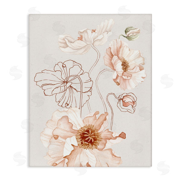 stupell industries Ros Ruseva | Pink Floral Blossom Outline Petals Modern Design Wall Art