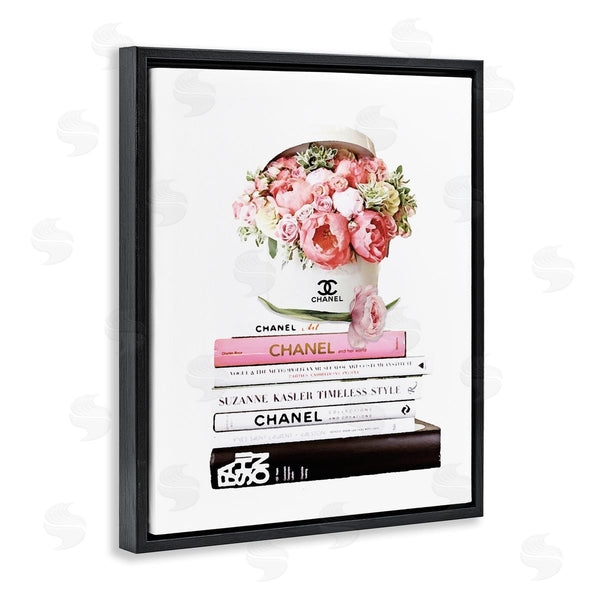 Stupell Industries Ros Ruseva | Pink Florals In Hat Box Glam Fashion Books Wall Art