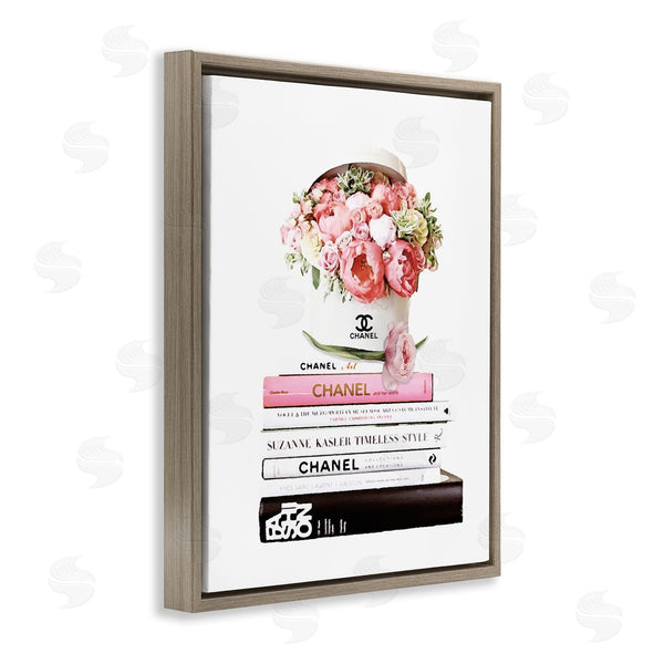 Stupell Industries Ros Ruseva | Pink Florals In Hat Box Glam Fashion Books Wall Art