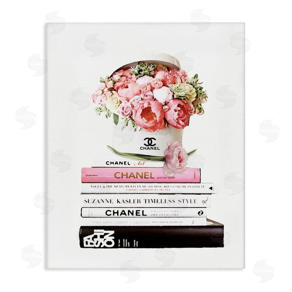 stupell industries Ros Ruseva | Pink Florals in Hat Box Glam Fashion Books Wall Art