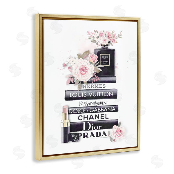 Stupell Industries Ros Ruseva | Pink Roses Glam Bookstack Wall Art