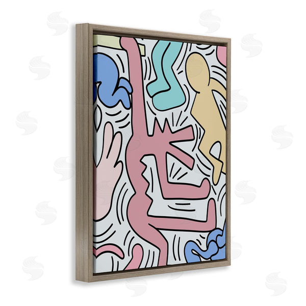 Stupell Industries Ros Ruseva | Pop Style Pastel People Squiggle Lines Design Wall Art