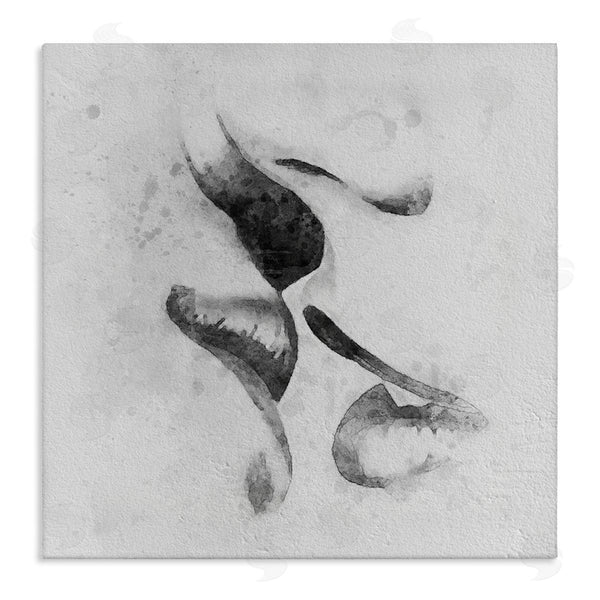 stupell industries Ros Ruseva | Romantic Kiss Faces Lips Closeup Couple Drawing Wall Art