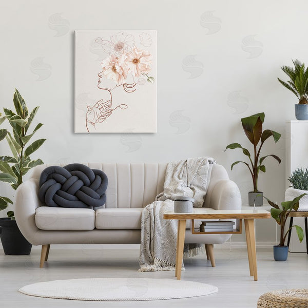 Stupell Industries Ros Ruseva | Simple Pink Botanical Pattern Bouquet Person Outline Wall Art