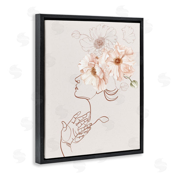 Stupell Industries Ros Ruseva | Simple Pink Botanical Pattern Bouquet Person Outline Wall Art