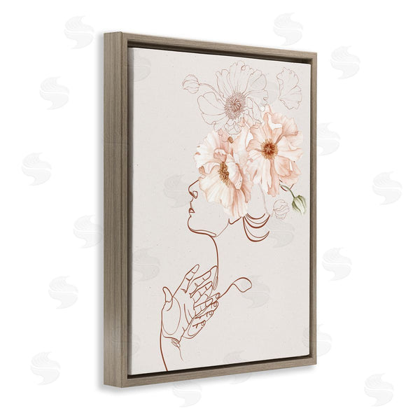Stupell Industries Ros Ruseva | Simple Pink Botanical Pattern Bouquet Person Outline Wall Art